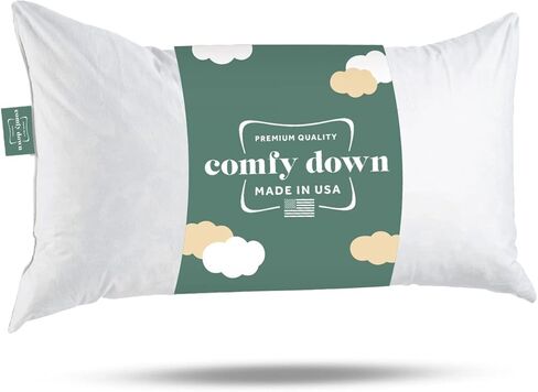 ComfyDown 12x20 Throw Pillow Insert, Down & Feather Fill, 100% Cotton Cover, Made in USA – Premium Soft Lumbar Decorative Pillow Form Sham Stuffer for Bed, Sofa & Couch in Saudi Arabia