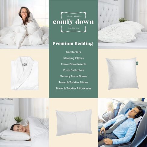ComfyDown 12x20 Throw Pillow Insert, Down & Feather Fill, 100% Cotton Cover, Made in USA – Premium Soft Lumbar Decorative Pillow Form Sham Stuffer for Bed, Sofa & Couch in Saudi Arabia