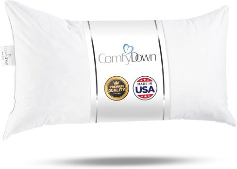 ComfyDown 12x20 Throw Pillow Insert, Down & Feather Fill, 100% Cotton Cover, Made in USA – Premium Soft Lumbar Decorative Pillow Form Sham Stuffer for Bed, Sofa & Couch in Saudi Arabia