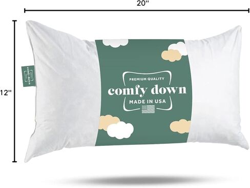 ComfyDown 12x20 Throw Pillow Insert, Down & Feather Fill, 100% Cotton Cover, Made in USA – Premium Soft Lumbar Decorative Pillow Form Sham Stuffer for Bed, Sofa & Couch in Saudi Arabia