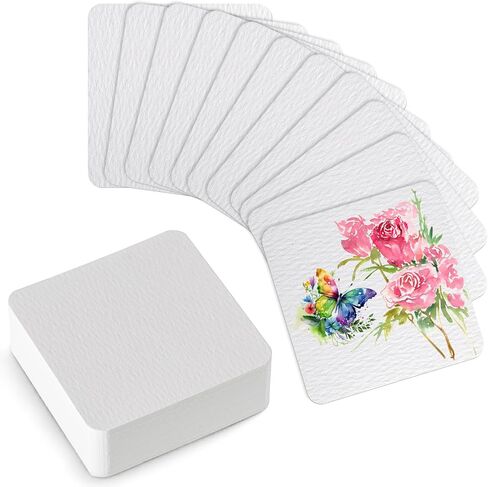 100 Sheets Small Watercolor Paper Bulk, Cold Press 140lb/300gsm Small Watercolor Sketchbook Mini Square Watercolor Book Portable Watercolor Painting Papers for Adults and Students (2.6 × 2.6 Sheets) in Kuwait