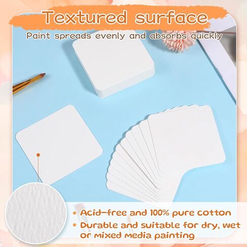 100 Sheets Small Watercolor Paper Bulk, Cold Press 140lb/300gsm Small Watercolor Sketchbook Mini Square Watercolor Book Portable Watercolor Painting Papers for Adults and Students (2.6 × 2.6 Sheets) in Kuwait