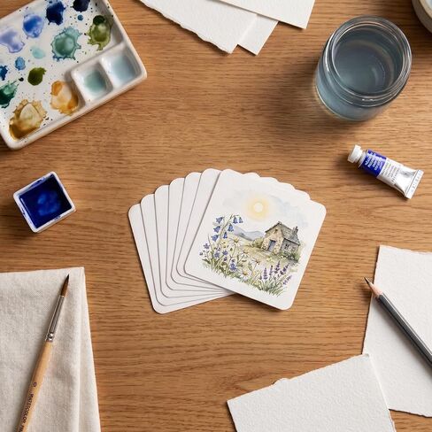 100 Sheets Small Watercolor Paper Bulk, Cold Press 140lb/300gsm Small Watercolor Sketchbook Mini Square Watercolor Book Portable Watercolor Painting Papers for Adults and Students (2.6 × 2.6 Sheets) in Kuwait