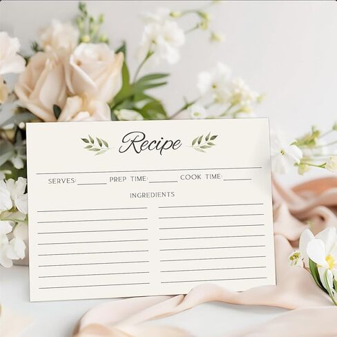 JOETMAE 50PCS Minimalist Green Leaf Recipe Cards,4x6 In Double Sided Cards,Blank Cardstock for Kitchen Diaries Banquet Preparation, Bridal Shower, Baby Shower, Christmas and Holiday in Saudi Arabia