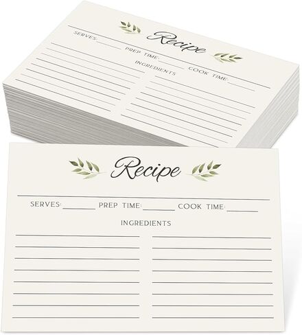 JOETMAE 50PCS Minimalist Green Leaf Recipe Cards,4x6 In Double Sided Cards,Blank Cardstock for Kitchen Diaries Banquet Preparation, Bridal Shower, Baby Shower, Christmas and Holiday in Saudi Arabia