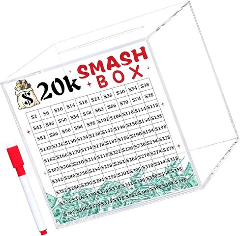 10K / 20K Smash Box, Clear Acrylic Unbreakables Piggy Banks, Money Saving Challenge for Cash Coin, Must Break to Open Money Saving Challenge in Saudi Arabia