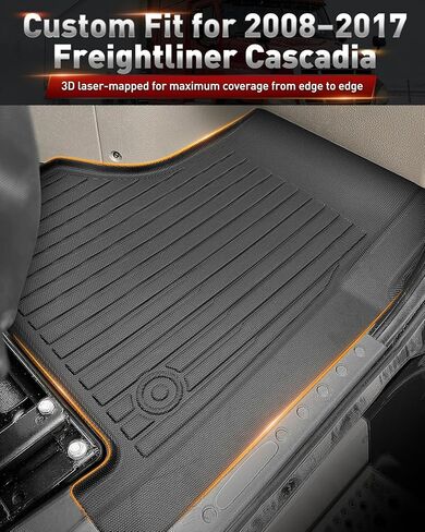 سجادات أرضية لشاحنة Freightliner Cascadia 2008–2017، بطانات أرضية شاحنة TPE مناسبة خصيصًا لكابينة نصف شاحنة 113 و125 (للأوتوماتيكية)، ملحقات حماية داخلية شديدة التحمل في جميع الأحوال الجوية لـ Cascadia in Kuwait