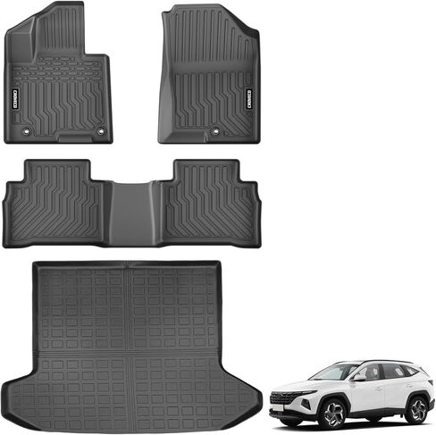 Floor Mats & Cargo Liner Compatible with 2022-2026 Hyundai Tucson(Not for Hybrid),TPE All Weather Floor Liners & Cargo Mat 4pcs Full Set Tucson Accessories Black in Saudi Arabia