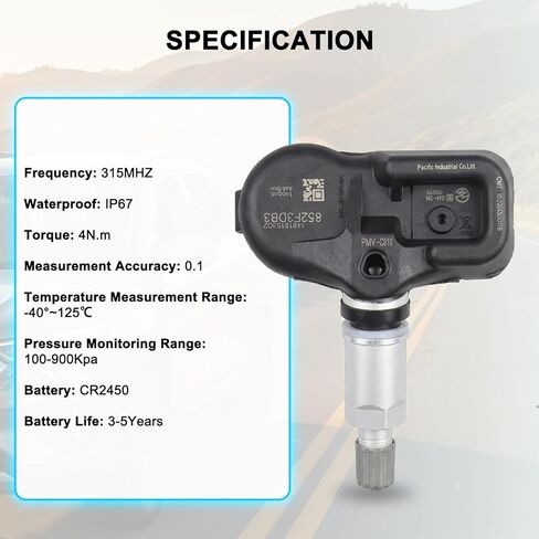 315Mhz Pre-Programmed Car Tire Pressure Monitoring Sensors, TPMS Sensors Set of 4 Compatible with Corolla Subaru Crosstrek PMV-C010 42607-30060 in Kuwait