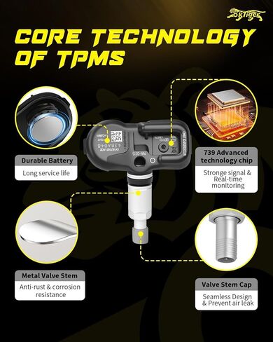 مستشعر Oktiger 315 ميجا هرتز TPMS مبرمج مسبقًا مناسب لتويوتا تاكوما 2016-2024، Rav4 2019-2024، كورولا 2020-2024، كامري 2015-2024، أفالون 2016-2022، سيكويا 2020-2024، 4 قطع OE#4260706030 PMV-C015 in Kuwait