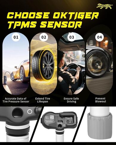 مستشعر Oktiger 315 ميجا هرتز TPMS مبرمج مسبقًا مناسب لتويوتا تاكوما 2016-2024، Rav4 2019-2024، كورولا 2020-2024، كامري 2015-2024، أفالون 2016-2022، سيكويا 2020-2024، 4 قطع OE#4260706030 PMV-C015 in Kuwait