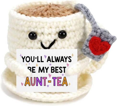 Aunt Gifts - Mothers Day, Ideas Coffee Mug Crochet, Birthday Gifts for Aunty Auntie from Nephew Niece, Best Aunt Ever Inspiration Gift for Women, Handmade Emotional Support Tea Mug Desk Decor in Saudi Arabia