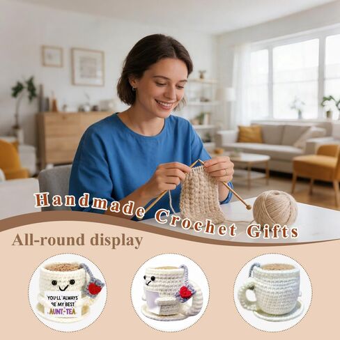 Aunt Gifts - Mothers Day, Ideas Coffee Mug Crochet, Birthday Gifts for Aunty Auntie from Nephew Niece, Best Aunt Ever Inspiration Gift for Women, Handmade Emotional Support Tea Mug Desk Decor in Saudi Arabia