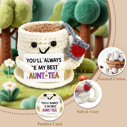 Aunt Gifts - Mothers Day, Ideas Coffee Mug Crochet, Birthday Gifts for Aunty Auntie from Nephew Niece, Best Aunt Ever Inspiration Gift for Women, Handmade Emotional Support Tea Mug Desk Decor in Saudi Arabia