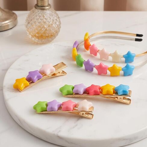 DC,CLISENCE 50pcs Colorful Resin Stars, 0.55 inch Flatback Star Charm Embellishments, No Holes Mini Star Beads Gems for DIY Crafts Scrapbooking Decoration in Kuwait