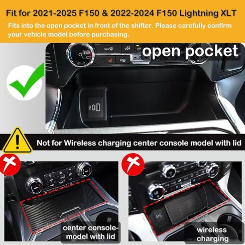 Center Console Compartment Cover Compatible with Ford F150 2021-2025 & Lightning XLT 2022-2024, Front Interior Storage Cubby Hidden Pocket Panel (with USB Hole) in Saudi Arabia