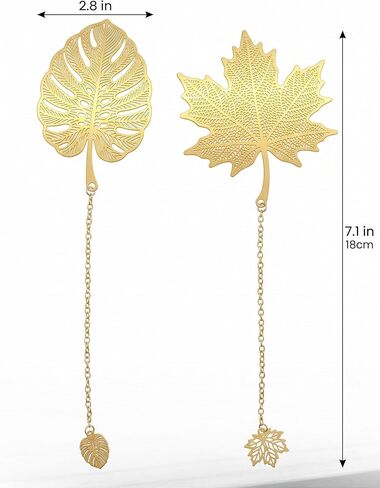 مجموعة 4 قطع من الإشارات المرجعية ذات الأوراق المعدنية الذهبية - Monstera، Maple، Four Leaf Clover & Palm، علامات صفحة نباتية أنيقة، هدايا لمحبي الكتب للنساء والمعلمين والقراء والكتاب in Kuwait
