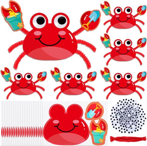 Crtiin 24 Sets Summer Crab Crafts for Kids DIY Crab Paper Crafts Kits Make Your Own Scene Art DIY for Party Games, Classroom, Vacation Bible School in Kuwait