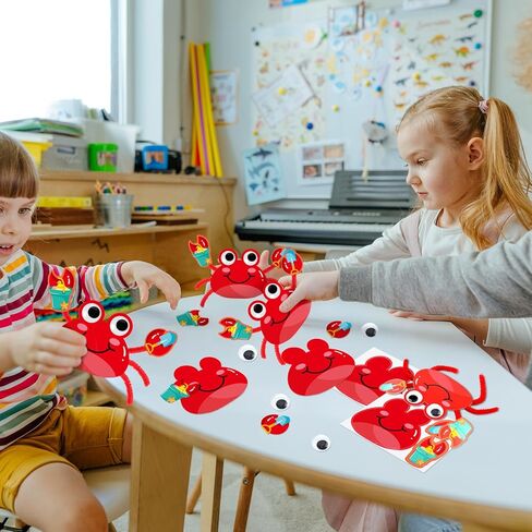 Crtiin 24 Sets Summer Crab Crafts for Kids DIY Crab Paper Crafts Kits Make Your Own Scene Art DIY for Party Games, Classroom, Vacation Bible School in Kuwait