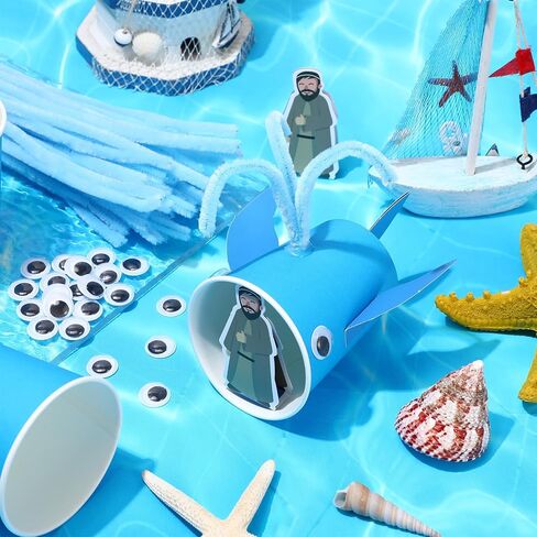 Hollowfly 24 Pcs Jonah and the Whale Craft Kit DIY Sunday School VBS Christian Crafts Jonah and the Whale Religious Vacation Bible School Home Classroom Art Activity Party Decoration in Saudi Arabia
