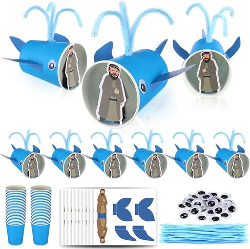 Hollowfly 24 Pcs Jonah and the Whale Craft Kit DIY Sunday School VBS Christian Crafts Jonah and the Whale Religious Vacation Bible School Home Classroom Art Activity Party Decoration in Saudi Arabia