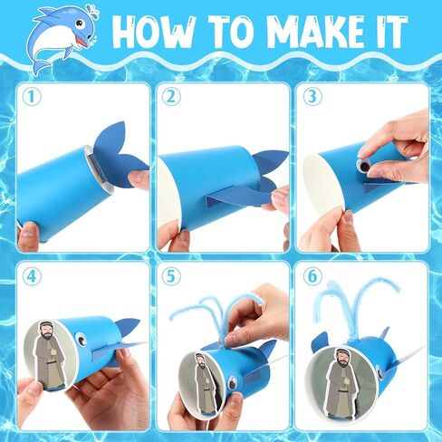 Hollowfly 24 Pcs Jonah and the Whale Craft Kit DIY Sunday School VBS Christian Crafts Jonah and the Whale Religious Vacation Bible School Home Classroom Art Activity Party Decoration in Saudi Arabia