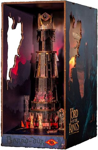مجموعة Revell Book Nook Kit The Lord of the Rings - Barad-Dûr Miniature DIY Kit 9 "Booknook 3D لغز خشبي مع ضوء LED ديكور رف الكتب هدية للبالغين والنساء والرجال in Kuwait
