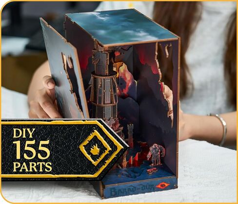 مجموعة Revell Book Nook Kit The Lord of the Rings - Barad-Dûr Miniature DIY Kit 9 "Booknook 3D لغز خشبي مع ضوء LED ديكور رف الكتب هدية للبالغين والنساء والرجال in Kuwait