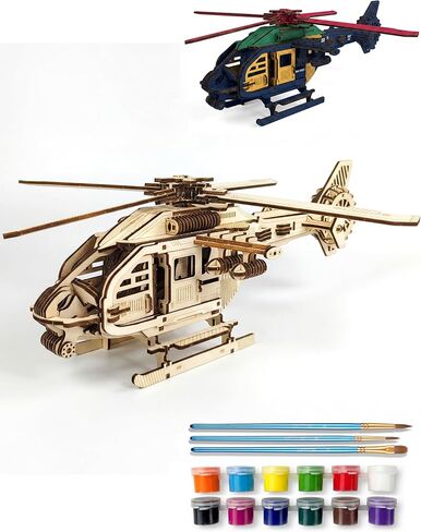 BOOZUU 3D Wooden Helicopter Puzzle - Build and Paint Wooden Aircraft Model Kit for Adults and Teen Age 14+, 294 Pcs DIY Craft Home Decor Gift for Birthdays or Father's Day in Saudi Arabia