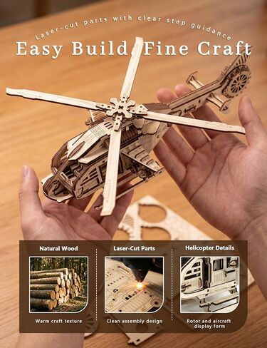 BOOZUU 3D Wooden Helicopter Puzzle - Build and Paint Wooden Aircraft Model Kit for Adults and Teen Age 14+, 294 Pcs DIY Craft Home Decor Gift for Birthdays or Father's Day in Saudi Arabia