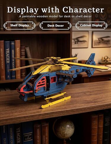 BOOZUU 3D Wooden Helicopter Puzzle - Build and Paint Wooden Aircraft Model Kit for Adults and Teen Age 14+, 294 Pcs DIY Craft Home Decor Gift for Birthdays or Father's Day in Saudi Arabia