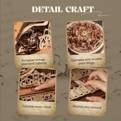3D Puzzles for Adults, Wooden 3D Puzzle Model Time Piano Music Box Toys Building Kits, DIY Wood Crafts Cool Toy Hobbies for Men Women, Creative Assembly Gifts ﻿ in Saudi Arabia