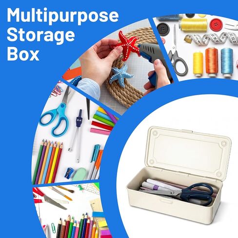 moheaaei White Small Steel Storage Box with Lid, 2-Pack Rectangular Metal Hinged Tin Boxes - 7.9x4x2 Inch Organizer for Scrapbook Stamps, Tools, Jewelry & Office Supplies in Kuwait