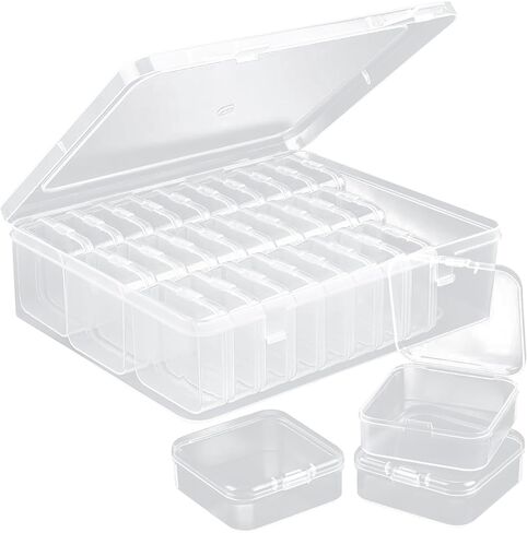 1 Large Box & 30-Grid Transparent Plastic Bead Organizer (Hinged Lid) — A Portable Craft Storage Solution for Jewelry Making, DIY Projects, Nail Art, and Storage of Screws & Small Parts in Saudi Arabia