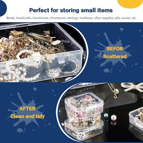 1 Large Box & 30-Grid Transparent Plastic Bead Organizer (Hinged Lid) — A Portable Craft Storage Solution for Jewelry Making, DIY Projects, Nail Art, and Storage of Screws & Small Parts in Saudi Arabia