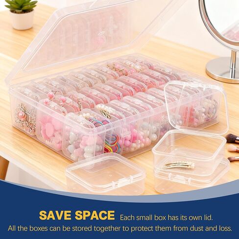 1 Large Box & 30-Grid Transparent Plastic Bead Organizer (Hinged Lid) — A Portable Craft Storage Solution for Jewelry Making, DIY Projects, Nail Art, and Storage of Screws & Small Parts in Saudi Arabia