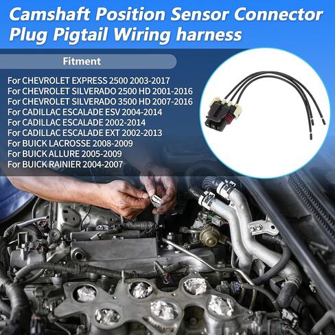 Camshaft Position Sensor Connector Plug Pigtail Wiring Harness for Chevrolet Express Camshaft Sensor Female Connector for Chevrolet Silverado No.12085495 in Kuwait