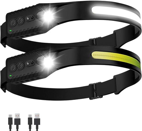 (3-Pack) Headlamp Rechargeable, LED Head Lamp Flashlight, 230° Wide Beam Headband Light, 400 Lumen Super Bright, Waterproof Headlight, Motion Sensor, 5 Modes for Running, Fishing, Hiking, Camping in Saudi Arabia