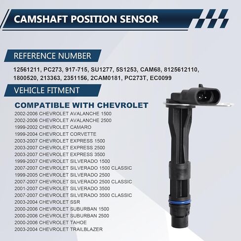 Camshaft Position Sensor Compatible with Chevy Silverado 1500 2500 Tahoe Suburban Corvette Camaro, GMC Sierra Yukon, Cadillac Escalade - 4.8L 5.3L 5.7L 6.0L V8 LS1 LS6 Engine - Replaces 12561211 in Saudi Arabia