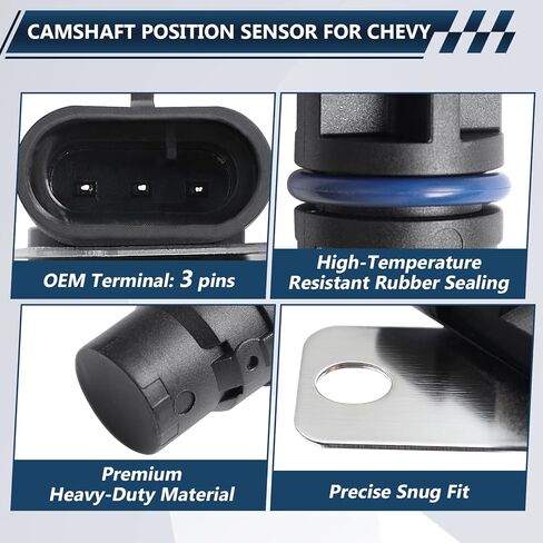 Camshaft Position Sensor Compatible with Chevy Silverado 1500 2500 Tahoe Suburban Corvette Camaro, GMC Sierra Yukon, Cadillac Escalade - 4.8L 5.3L 5.7L 6.0L V8 LS1 LS6 Engine - Replaces 12561211 in Saudi Arabia