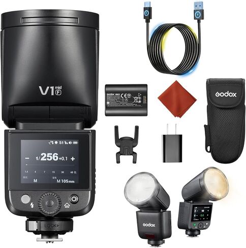 GODOX V1 S mid TTL Flash V1 (2026) ومضات الحذاء الساخن الصغيرة V480 Speedlite ذات الرأس الدائري لسوني 55Ws 2.4G X Wireless HSS 1/8000s، شاشة لمس كاملة الألوان، بطارية ليثيوم USB-C، مصباح تشكيل LED 10 مستويات in Saudi Arabia