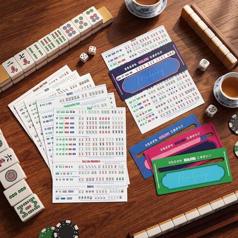 Foilswirl 4 قطع Mahjong Line Finder Card Guide 2025 Mahjong Learning Cards Line Reader Rules Reader Mah Jong Accessories للمبتدئين في الألعاب الليلية، لوازم اللاعبين in Kuwait