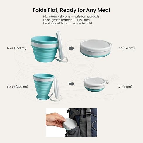 Camping Mess Kit – Compact 1-Person Tableware Set with Stainless Plate, Collapsible Silicone Bowl & Cup, and Utensils, Ideal for Solo Campers, Scouts, Family Camping & Car Trips in Saudi Arabia