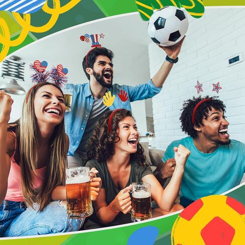 35 قطعة من عصابات رأس الرابع من يوليو إكسسوارات الشعر الوطنية باللون الأحمر والأبيض والأزرق ونجمة كرة القدم لحفلات كرة القدم للنساء والرجال in Kuwait