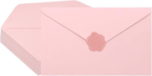 20 Pieces Pink Invitation Envelopes 5x7, Pink Pretty Envelope A7 with Wax Seal Sticker for Wedding Baby Shower Birthday Invite Card in Kuwait