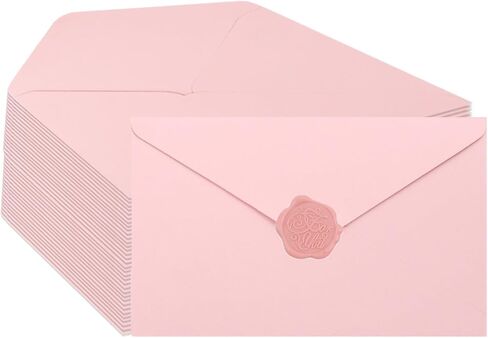 20 Pieces Pink Invitation Envelopes 5x7, Pink Pretty Envelope A7 with Wax Seal Sticker for Wedding Baby Shower Birthday Invite Card in Kuwait