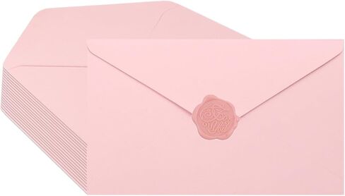 20 Pieces Pink Invitation Envelopes 5x7, Pink Pretty Envelope A7 with Wax Seal Sticker for Wedding Baby Shower Birthday Invite Card in Kuwait