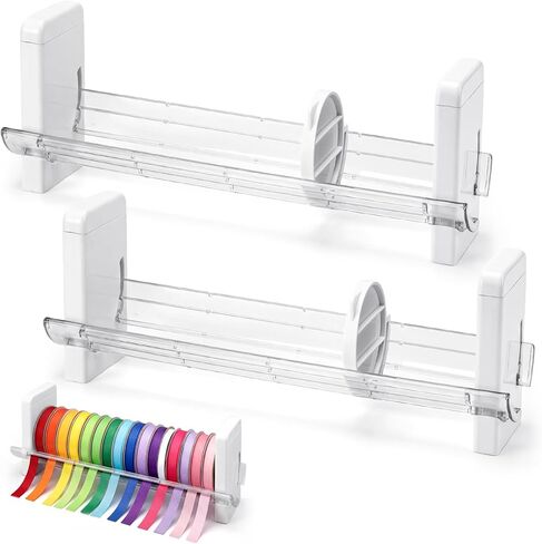 Kathfly 2 Set Plastic Ribbon Spool Holder Ribbon Rack for Craft Room Storage and Organization Washi Tape Organizer for Sewing Craft Wreath Crochet Roll Florist Arts Wrapping Gift in Kuwait