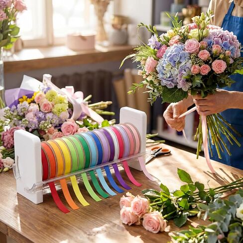 Kathfly 2 Set Plastic Ribbon Spool Holder Ribbon Rack for Craft Room Storage and Organization Washi Tape Organizer for Sewing Craft Wreath Crochet Roll Florist Arts Wrapping Gift in Kuwait