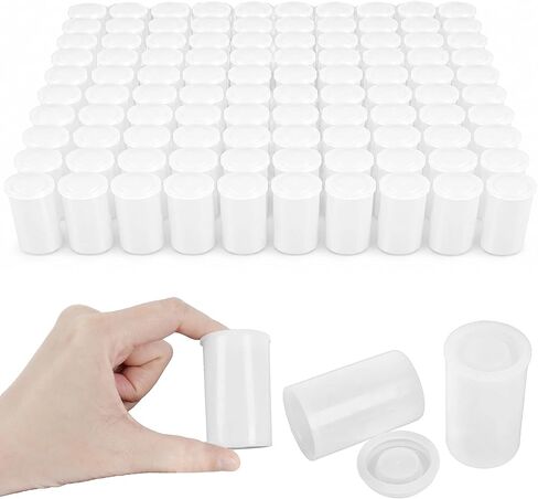 Yudylg 100 PCS Plastic Film Canister Holder with Film Canisters with Caps, 35mm Film Canister Set, Film Canisters for Rockets, Film Storage, White in Saudi Arabia